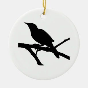 Mockingbird Silhouette Ceramic Ornament