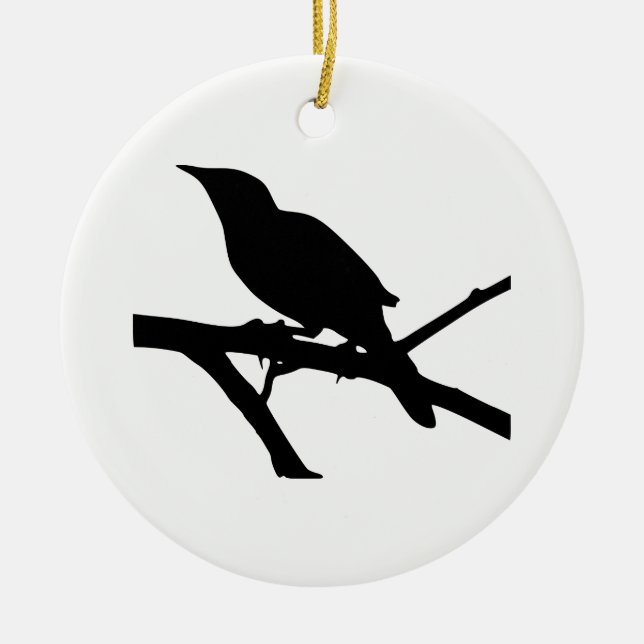 Mockingbird Silhouette Ceramic Ornament (Front)