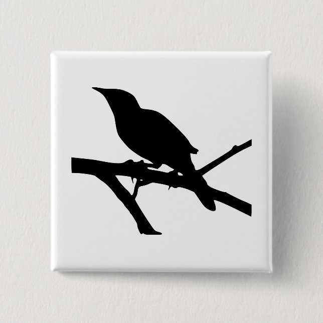 Mockingbird Silhouette Pinback Button (Front)