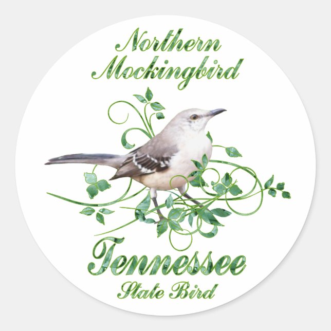 Mockingbird Tennessee State Bird Classic Round Sticker (Front)