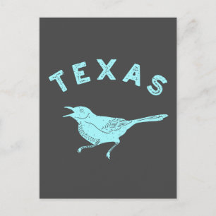 Mockingbird Texas State Bird Aqua Blue and Gray Postcard