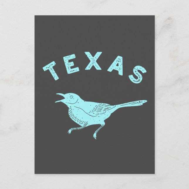 Mockingbird Texas State Bird Aqua Blue and Gray Postcard (Front)