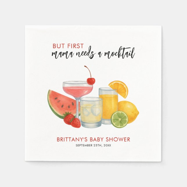 Mocktail Baby Shower Summer Minimalist Napkins (Front)