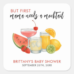 Mocktail Baby Shower Summer Minimalist Square Sticker