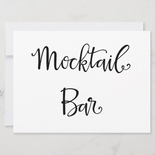 Mocktail Bar Simple Calligraphy Wedding Sign