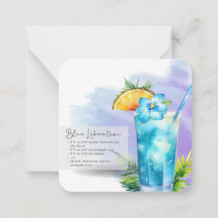 Mocktail Recipe Virgin Blue Lagoon Party Favor Note Card