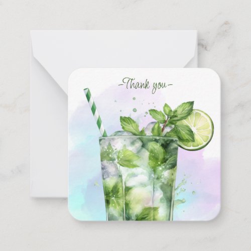 Mocktail Recipe Virgin Mojito Party Favor  Note Card