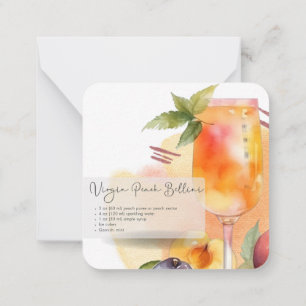 Mocktail Recipe Virgin Peach Bellini Party Favor Note Card