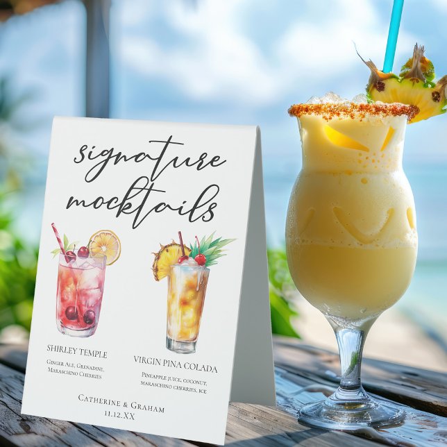 Mocktails Menu Shirley Temple Piña Colada Table Tent (Creator Uploaded)