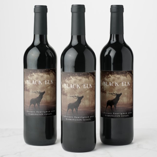 Mockup Black Elk Forest Custom Wine Labels (Bottles)