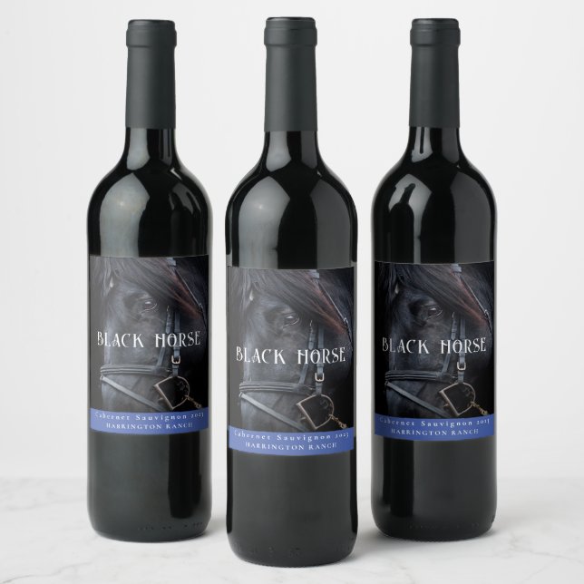 Mockup Black Horse Western Custom Wine Labels (Bottles)