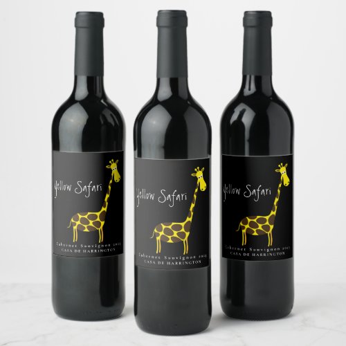 Mockup Giraffe Yellow Safari Custom Wine Labels