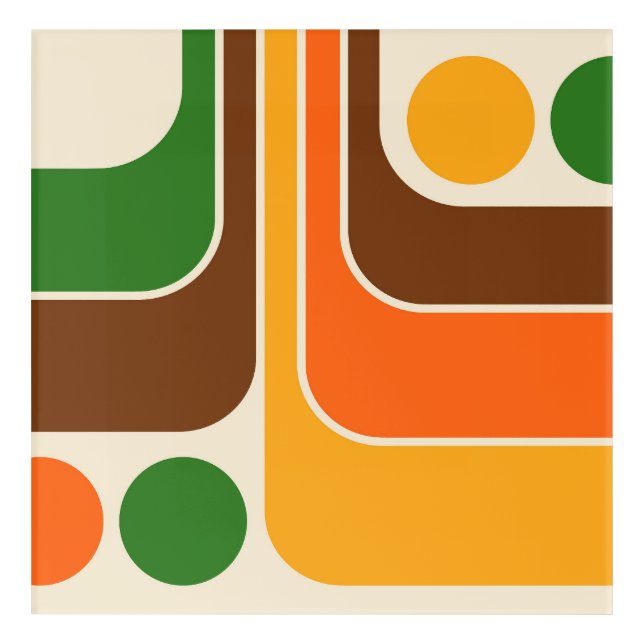Mod 1970s Retro Geometric Design Acrylic Print (Front)