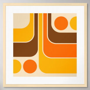 Mod 1970s Retro Geometric Design Framed Art