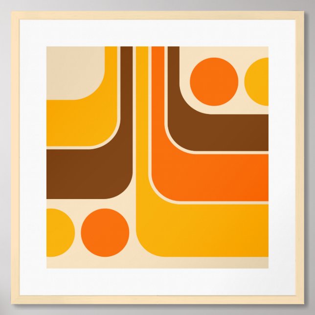 Mod 1970s Retro Geometric Design Framed Art (Framed Front)