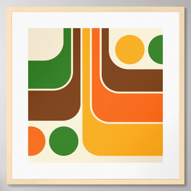 Mod 1970s Retro Geometric Design Framed Art (Framed Front)