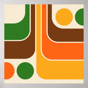 Mod 1970s Retro Geometric Design Poster