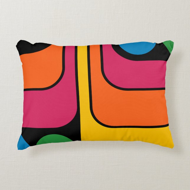 Mod 1970s Retro Style Geometric Design Accent Pillow (Front)
