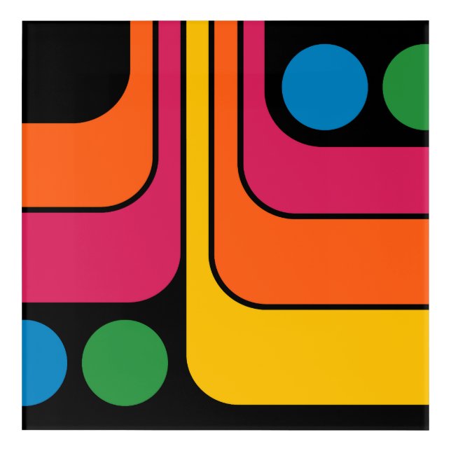 Mod 1970s Retro Style Geometric Design Acrylic Print (Front)