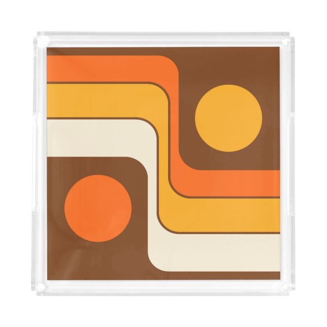 Mod 1970s Retro Style Geometric Design Acrylic Tray (Front)