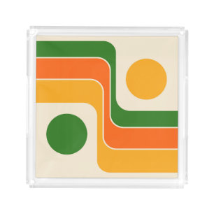 Mod 1970s Retro Style Geometric Design Acrylic Tray