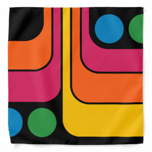 Mod 1970s Retro Style Geometric Design Bandana
