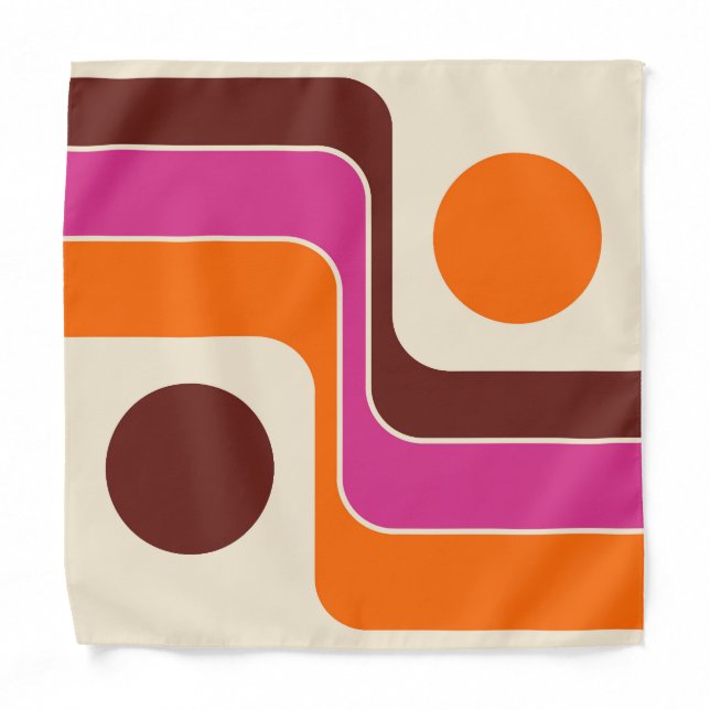 Mod 1970s Retro Style Geometric Design Bandana (Front)