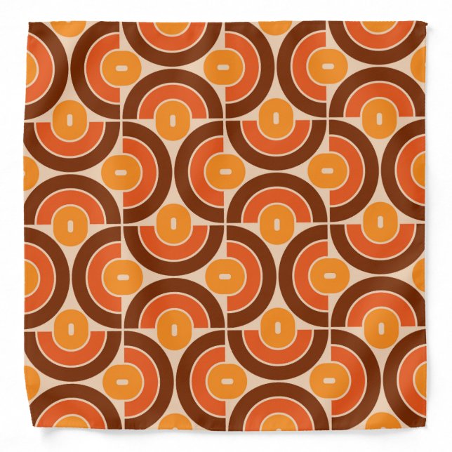 Mod 1970s Retro Style Geometric Design Bandana (Front)