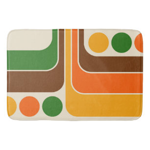 Mod 1970s Retro Style Geometric Design Bath Mat