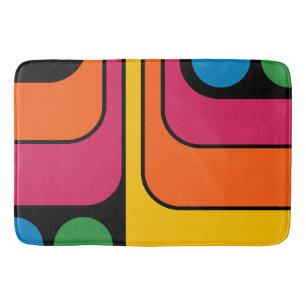 Mod 1970s Retro Style Geometric Design Bath Mat