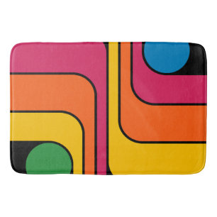 Mod 1970s Retro Style Geometric Design Bath Mat
