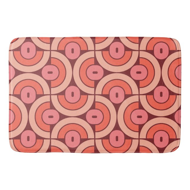 Mod 1970s Retro Style Geometric Design Bath Mat (Front)
