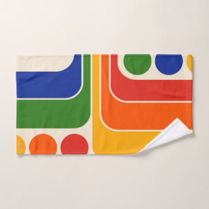 Mod 1970s Retro Style Geometric Design Bath Towel Set