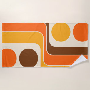 Mod 1970s Retro Style Geometric Design Beach Towel