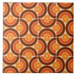 Mod 1970s Retro Style Geometric Design Ceramic Tile<br><div class="desc">Retro 70s Mid Mod Geometric Pattern in Brown Orange and Yellow.</div>
