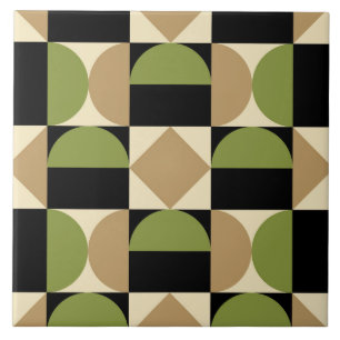 Mod 1970s Retro Style Geometric Design Ceramic Tile
