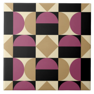 Mod 1970s Retro Style Geometric Design Ceramic Tile