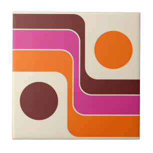Mod 1970s Retro Style Geometric Design Ceramic Tile