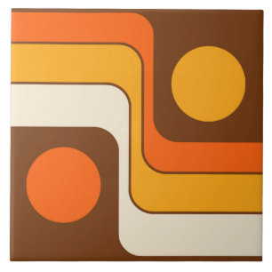 Mod 1970s Retro Style Geometric Design Ceramic Tile