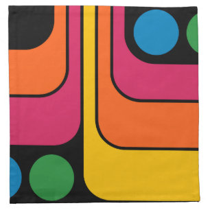 Mod 1970s Retro Style Geometric Design Cloth Napkin