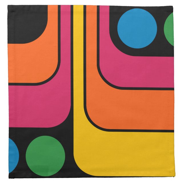 Mod 1970s Retro Style Geometric Design Cloth Napkin (Front)