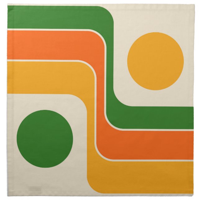 Mod 1970s Retro Style Geometric Design Cloth Napkin (Front)