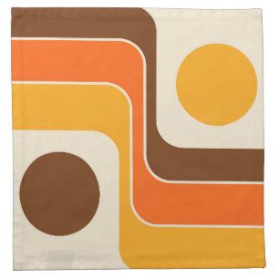 Mod 1970s Retro Style Geometric Design Cloth Napkin