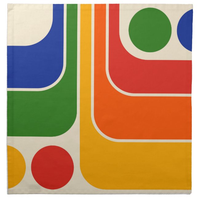 Mod 1970s Retro Style Geometric Design Cloth Napkin (Front)