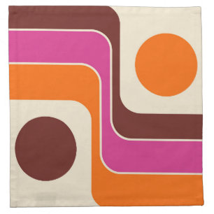 Mod 1970s Retro Style Geometric Design Cloth Napkin