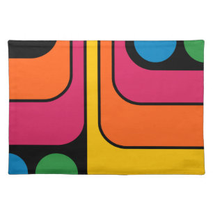 Mod 1970s Retro Style Geometric Design Cloth Placemat