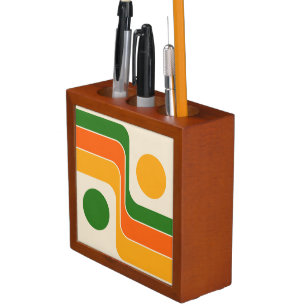 Mod 1970s Retro Style Geometric Design Desk Organizer
