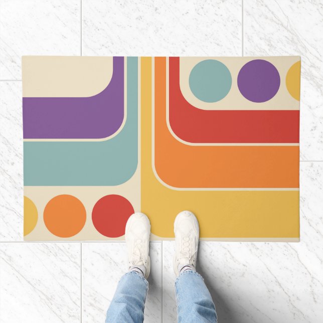 Mod 1970s Retro Style Geometric Design Doormat (Indoor)