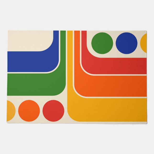 Mod 1970s Retro Style Geometric Design Doormat (Front)