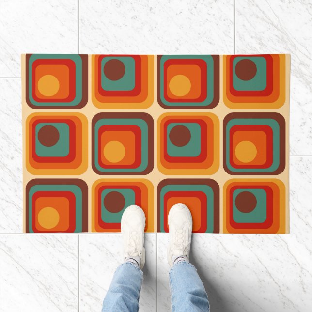 Mod 1970s Retro Style Geometric Design Doormat (Indoor)